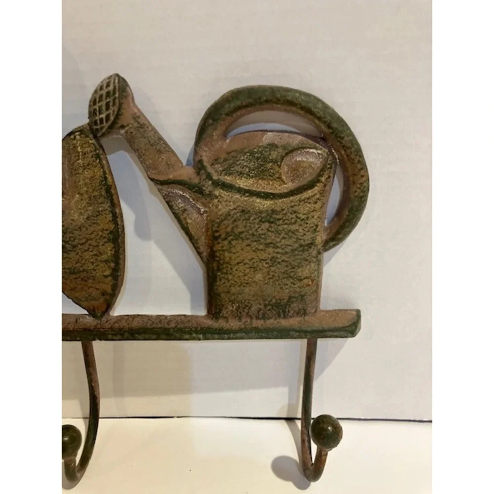 Rustic Three Hook Cast‎ Iron Hanger Garden Theme 11.5